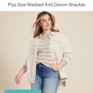 Maurices Light Tan beige knit denim shacket NWT. 0X